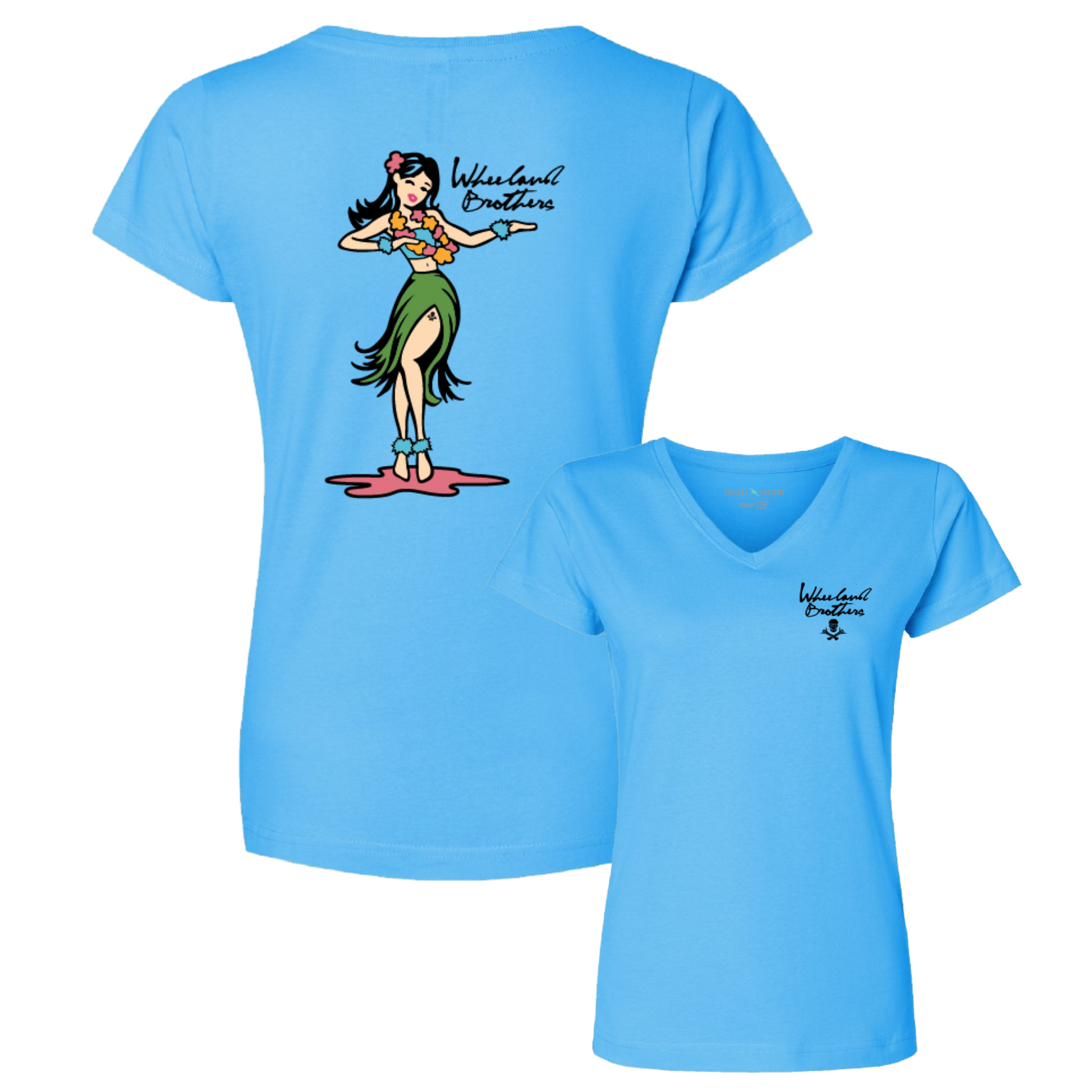 Wheeland Brothers Womens Hula V Neck T-Shirt